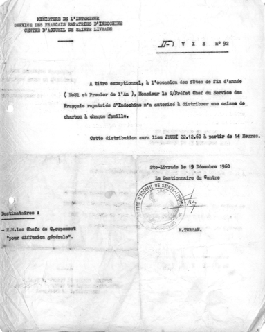 Décembre 1960 : distribution de charbon